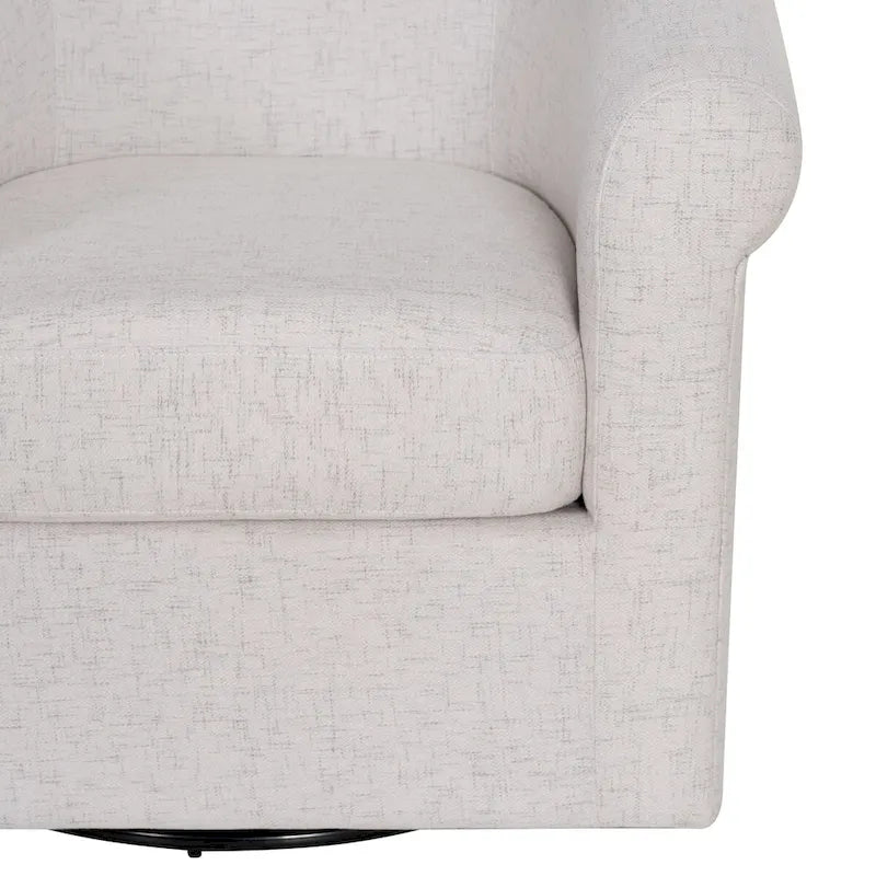 Beige Linen Accent Swivel Chair with 360° Rotation and Wooden Frame