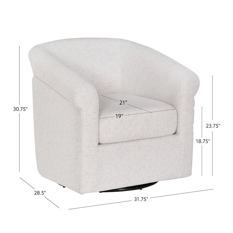 Beige Linen Accent Swivel Chair with 360° Rotation and Wooden Frame