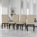 Upholstered Fabric Dining Room Chairs with Nailhead Trim and Curved Legs, Set of 4