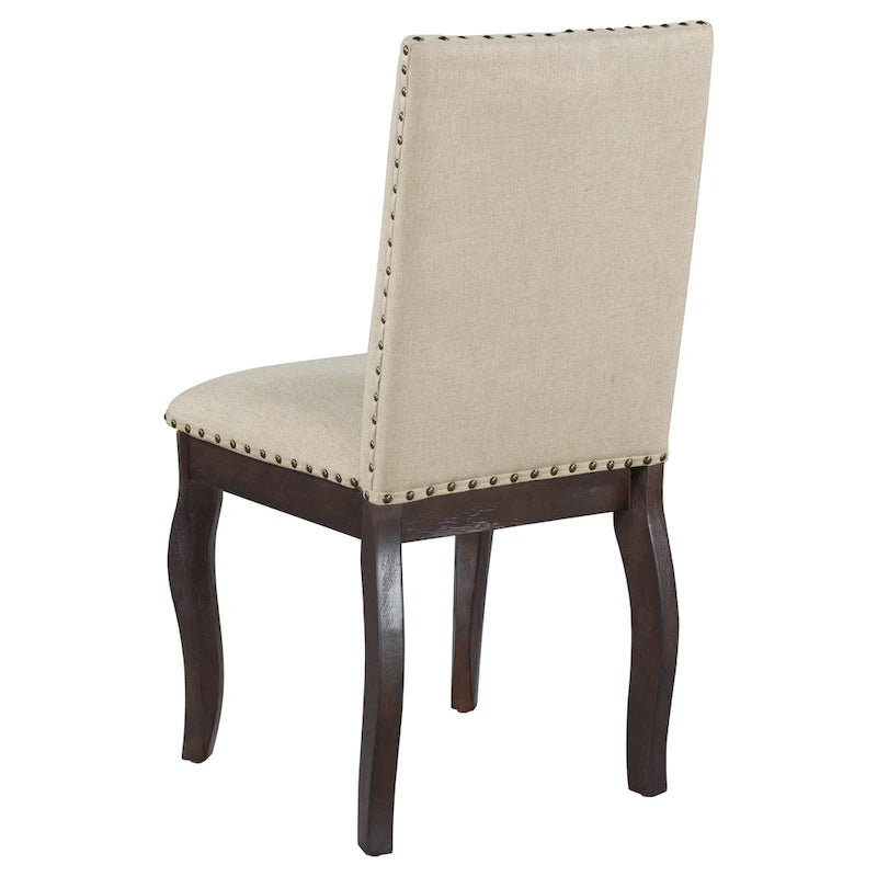 Upholstered Fabric Dining Room Chairs with Nailhead Trim and Curved Legs, Set of 4
