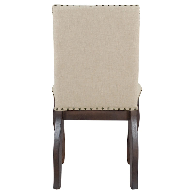 Upholstered Fabric Dining Room Chairs with Nailhead Trim and Curved Legs, Set of 4
