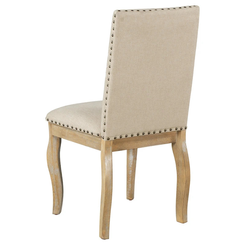 Upholstered Fabric Dining Room Chairs with Nailhead Trim and Curved Legs, Set of 4