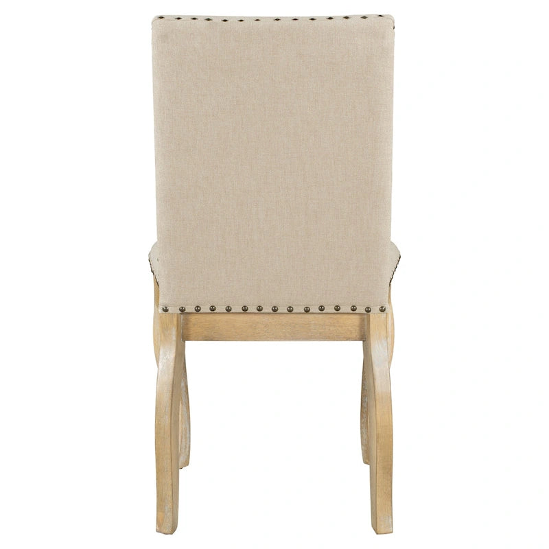 Upholstered Fabric Dining Room Chairs with Nailhead Trim and Curved Legs, Set of 4
