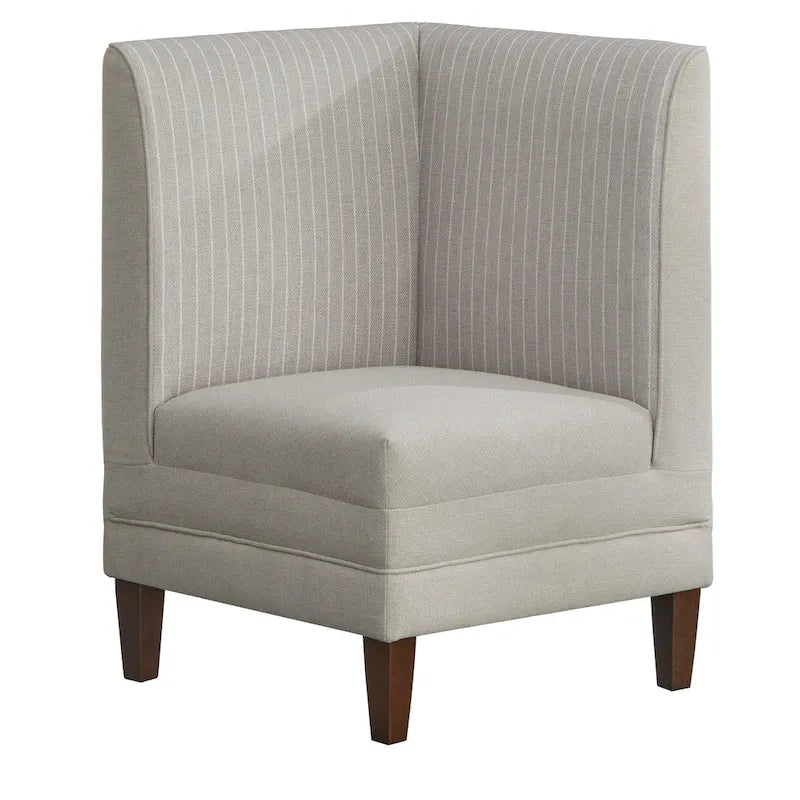 Two-Tone Linen Upholstered Corner Chair with Rubberwood Legs
