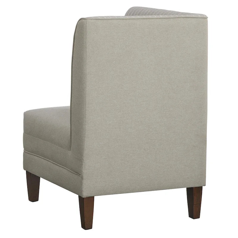 Two-Tone Linen Upholstered Corner Chair with Rubberwood Legs