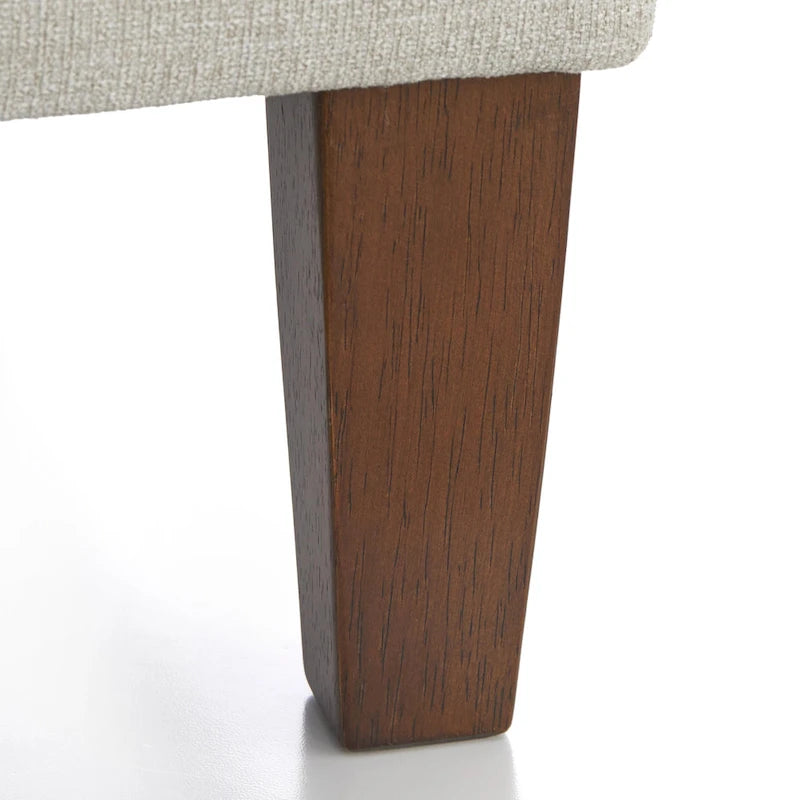 Two-Tone Linen Upholstered Corner Chair with Rubberwood Legs