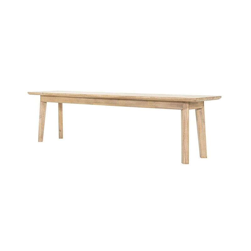 Solid Acacia Wood Bench with Steel Brushed Driftwood Finish, 67"W