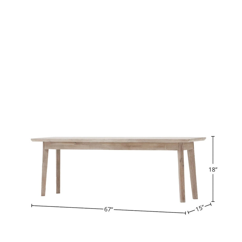 Solid Acacia Wood Bench with Steel Brushed Driftwood Finish, 67"W