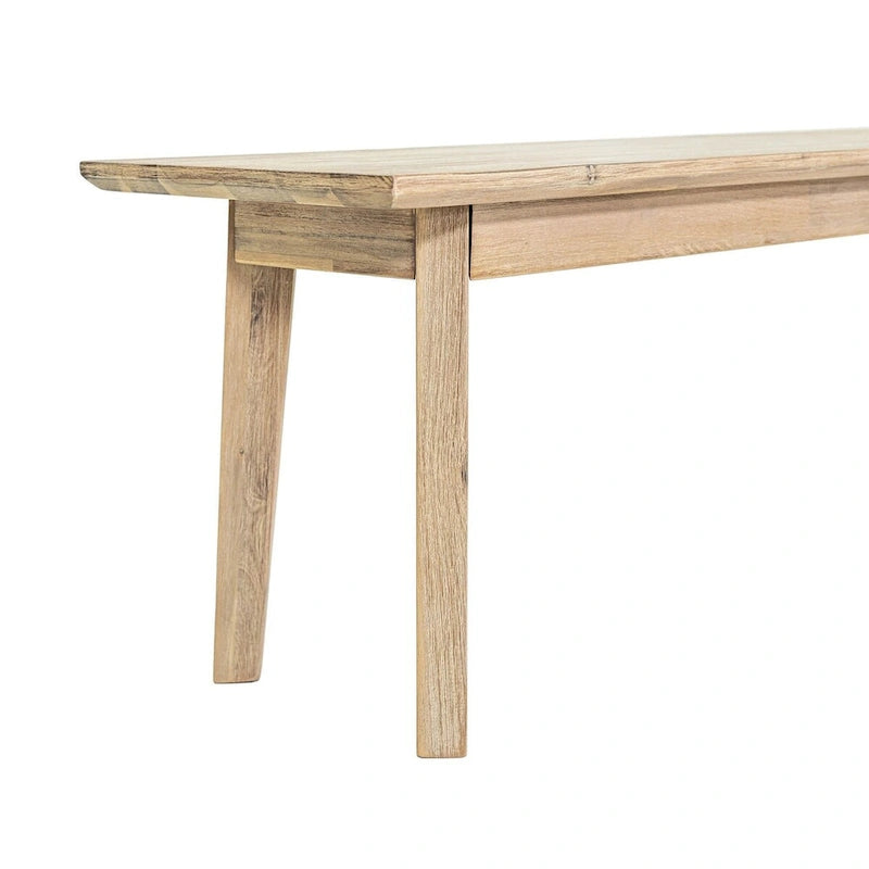 Solid Acacia Wood Bench with Steel Brushed Driftwood Finish, 67"W