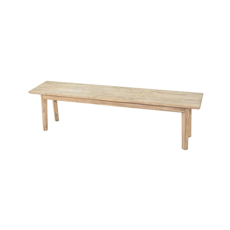 Solid Acacia Wood Bench with Steel Brushed Driftwood Finish, 67"W