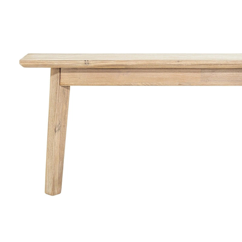 Solid Acacia Wood Bench with Steel Brushed Driftwood Finish, 67"W