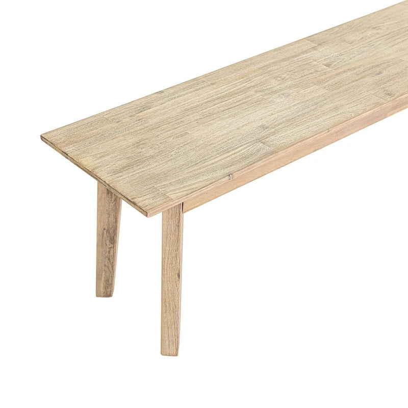 Solid Acacia Wood Bench with Steel Brushed Driftwood Finish, 67"W