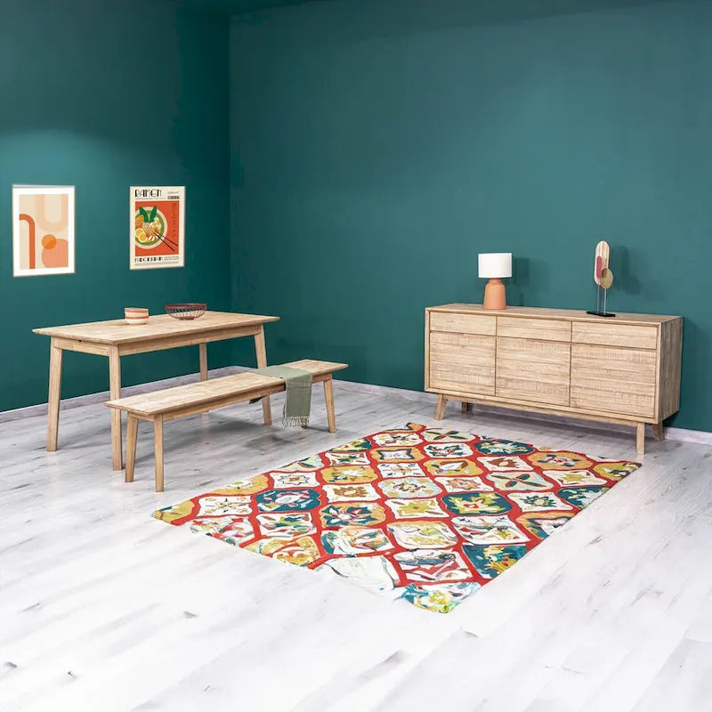 Solid Acacia Wood Bench with Steel Brushed Driftwood Finish, 67"W