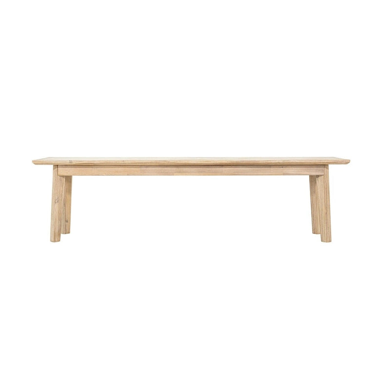 Solid Acacia Wood Bench with Steel Brushed Driftwood Finish, 67"W
