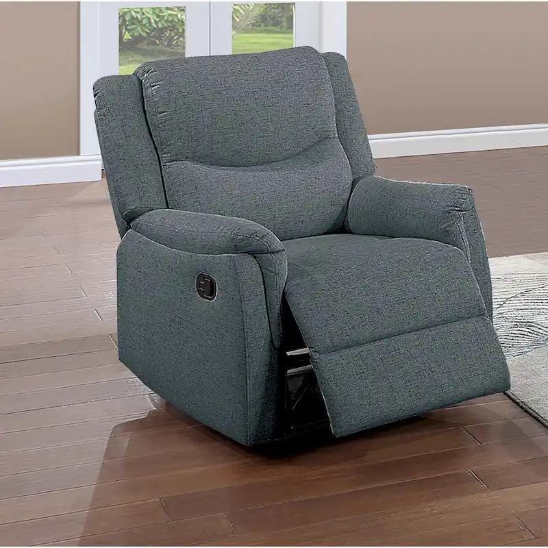 Manual Recliner Chair with Plush Armrests and Headrest