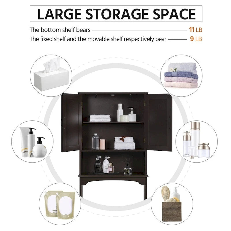 Over-the-Toilet Bathroom Storage Organizer with 3 Shelves