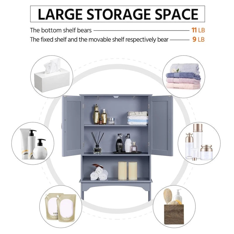 Over-the-Toilet Bathroom Storage Organizer with 3 Shelves