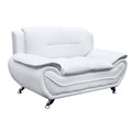 Modern Faux Leather Loveseat with Pillow Top Armrests and Steel Legs