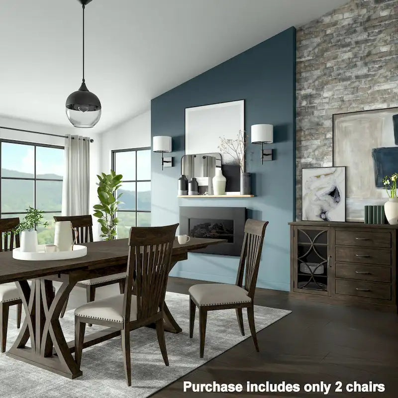 Nailhead Trim Upholstered Dining Chairs, Set of 2